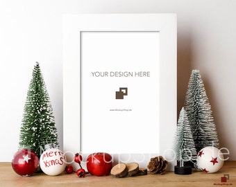 Download Free CHRISTMAS MOCKUP FRAME white / 8x12 / Frame Mockup Christmas / Merry Christmas Mockup / Merry Xmas Frame Mockup / Santa Claus Mockup PSD Template