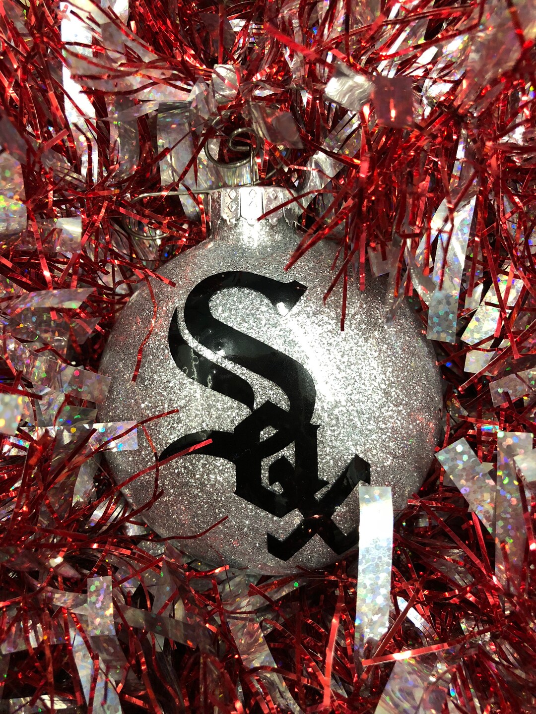 Chicago White Sox Christmas Ornament, Glitter Ornament, Baseball
