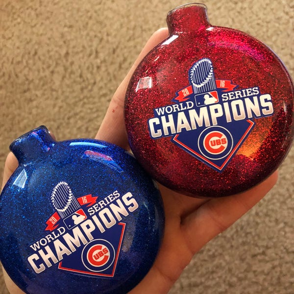 Cubs WS Christmas Ornament, baseball glitter ornament, gifts for him, gifts for her