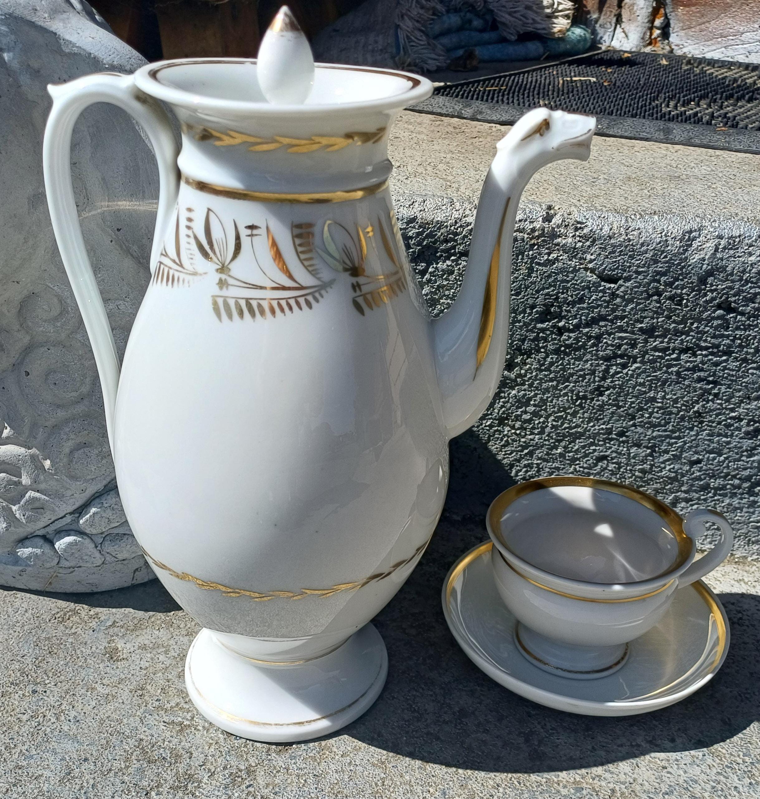 古いパリのエンパイアスタイルのアンティークセットフランスのコーヒー
