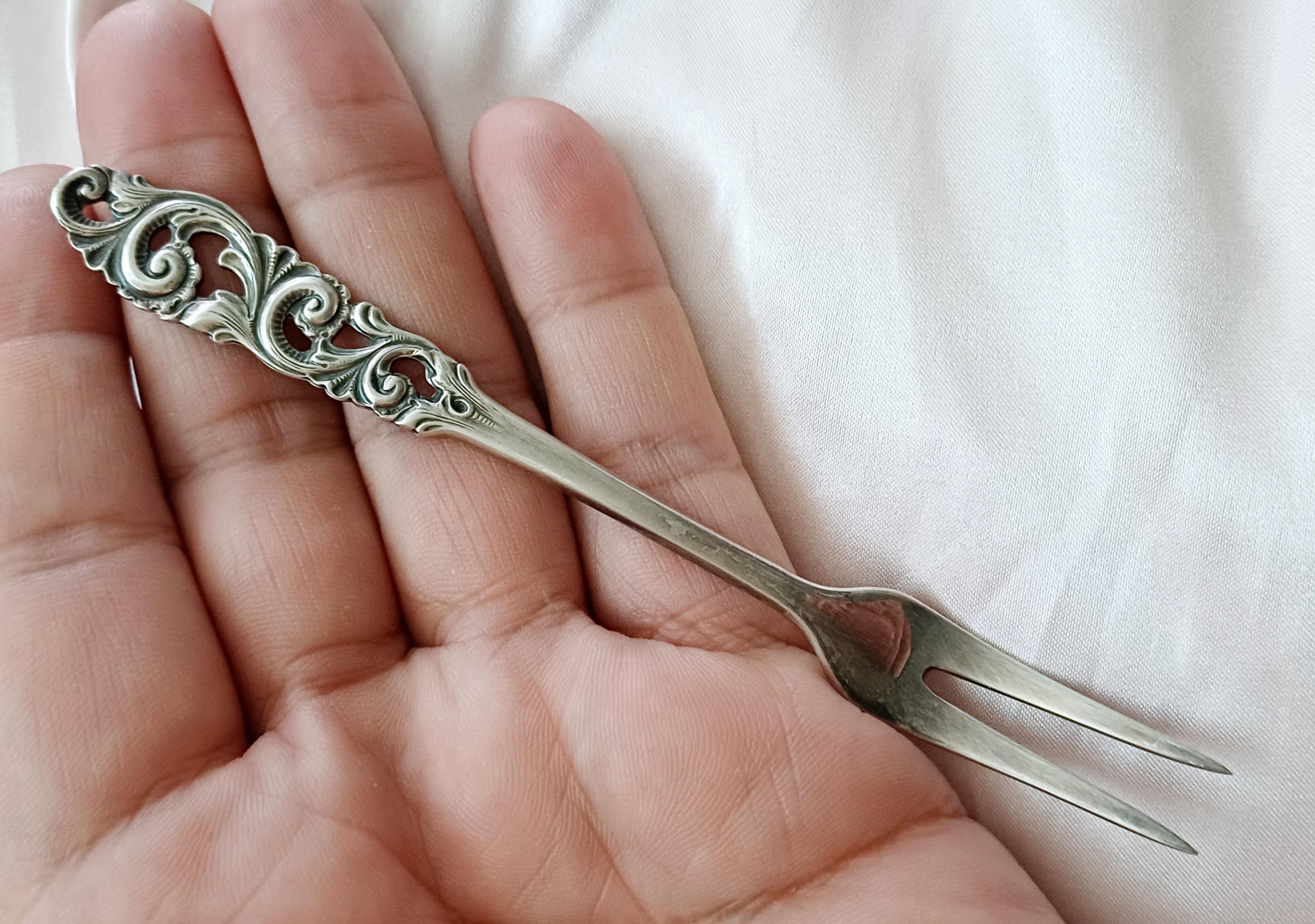 Silver 830 S NM Cutlery Small Snack Fork for Olives Norway Vintage