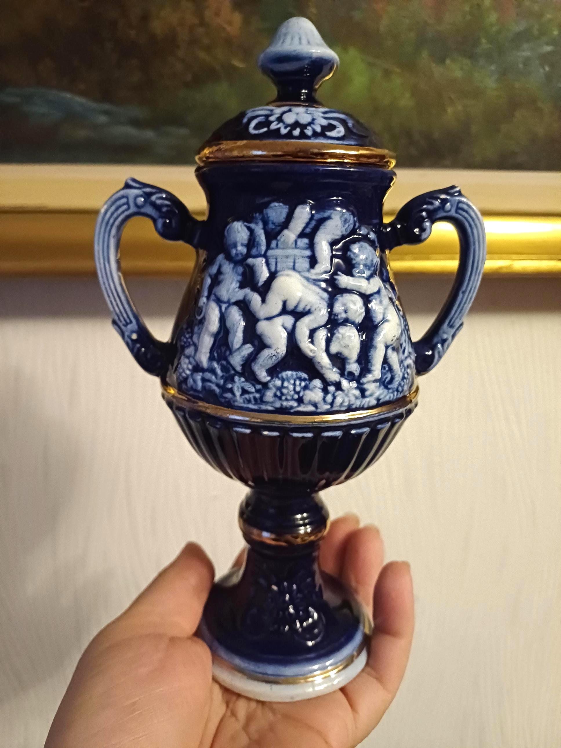 カポディモンテ イタリア製 小花瓶 コバルト ヴィンテージ ギフト