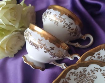 14:00 Weimar Germania porcellana 2 tazza da caffè e piattino Antigue Vintage piatto Fiore Vintage regalo Regalo per donne Germania 1980