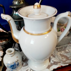 Antique French coffee pot teapot griffin white large teapot louis antique 1800 year Biedermeier