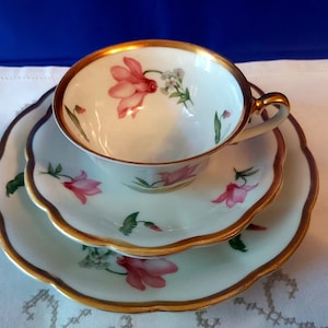 Zeldzaam Schoena porselein violet Duitsland SCHOENAU BROS., SWAINE & Co. (Duitsland) - ca 1933 - 1954 antieke vintage kop trio theekopje Vintage geschenk