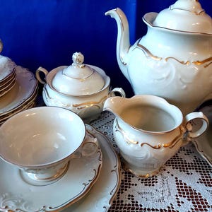 KPM Friederika poland Krister coffee set porcelain Mocha coffee cup ivory Gold Vintage 1945 porcelain Gold Coffee set
