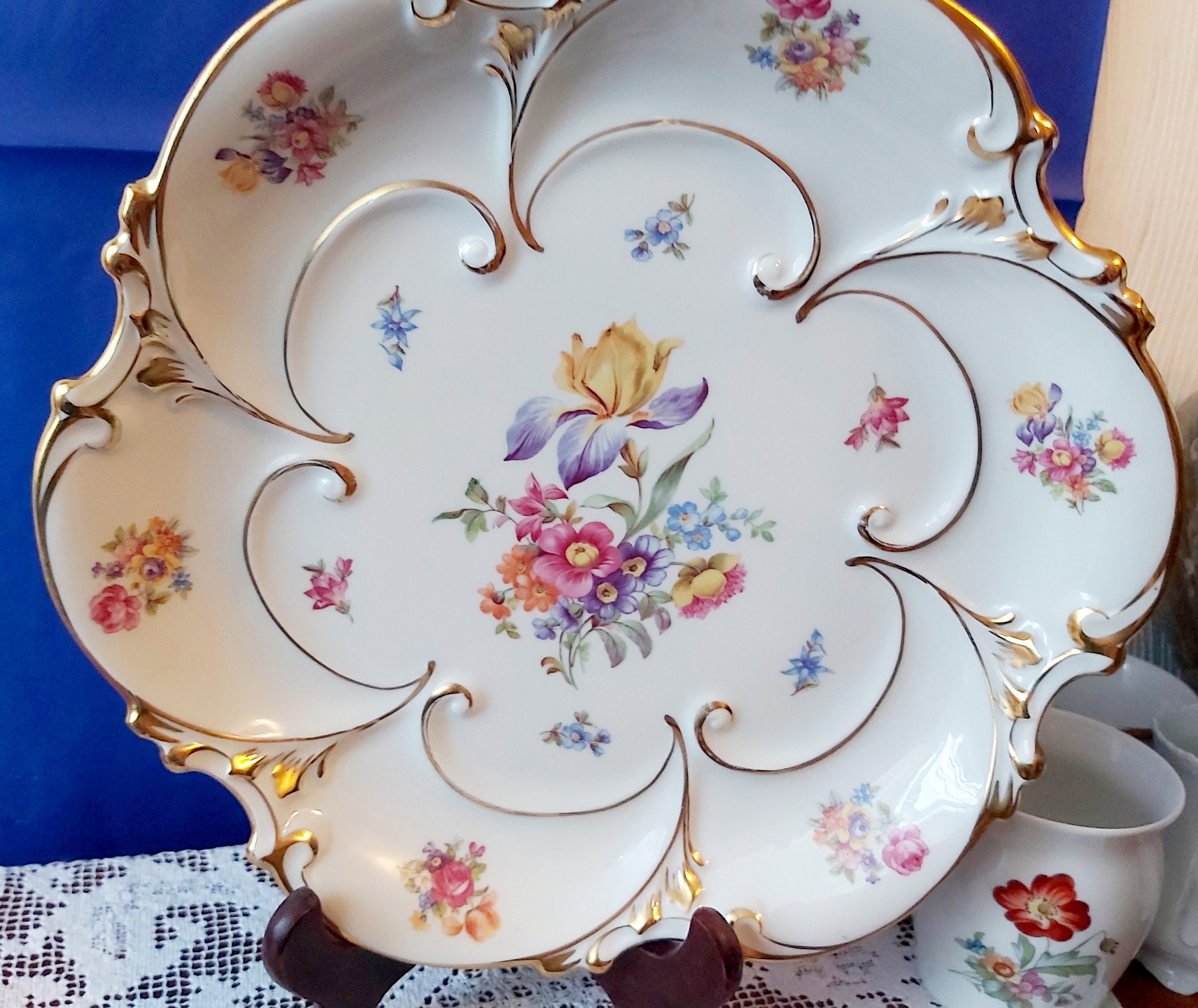 Jlmenau Graf Von Henneberg Plate Germany 1940 Porsellan Flower