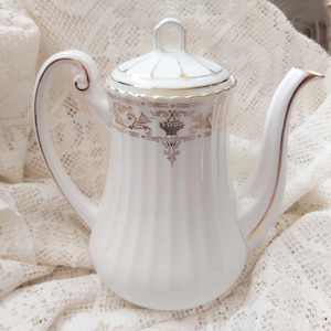 THÉIÈRE PARAGON FINE en porcelaine fine Collection Golden Adam Cafetière en porcelaine anglaise