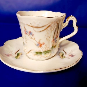 Carl Tielsch antique porcelain Coffee cup pair antiques germany 1845..1900.porcelain Collection Antiques gift Gift for her Gift for men