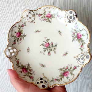 Rosenthal Moliere plato rosa Flor de porcelana antigua 1940 año Colección rara Rosenthal