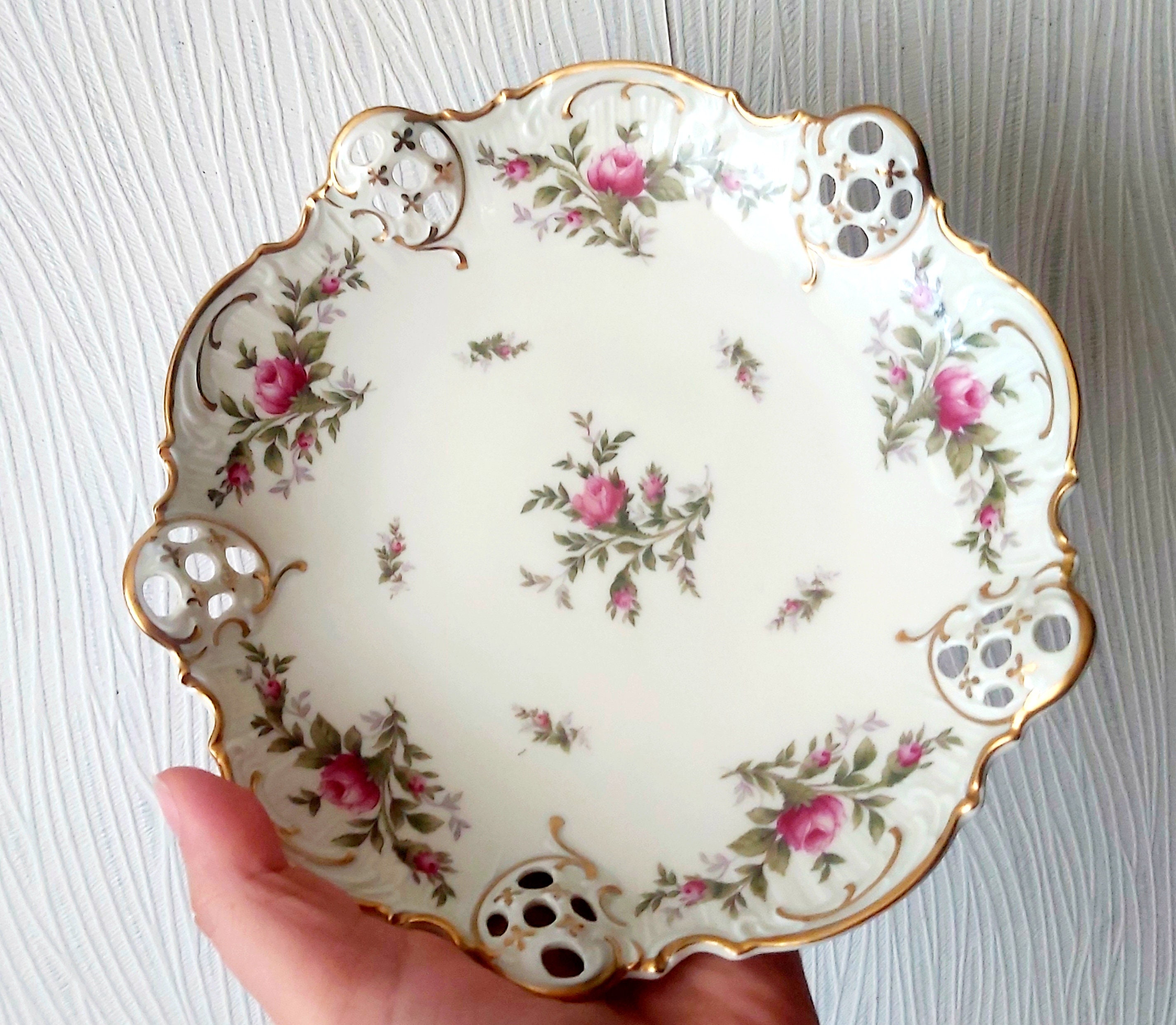 Rosenthal Moliere Plate Rose Antique Porcelain Flower 1940 Year