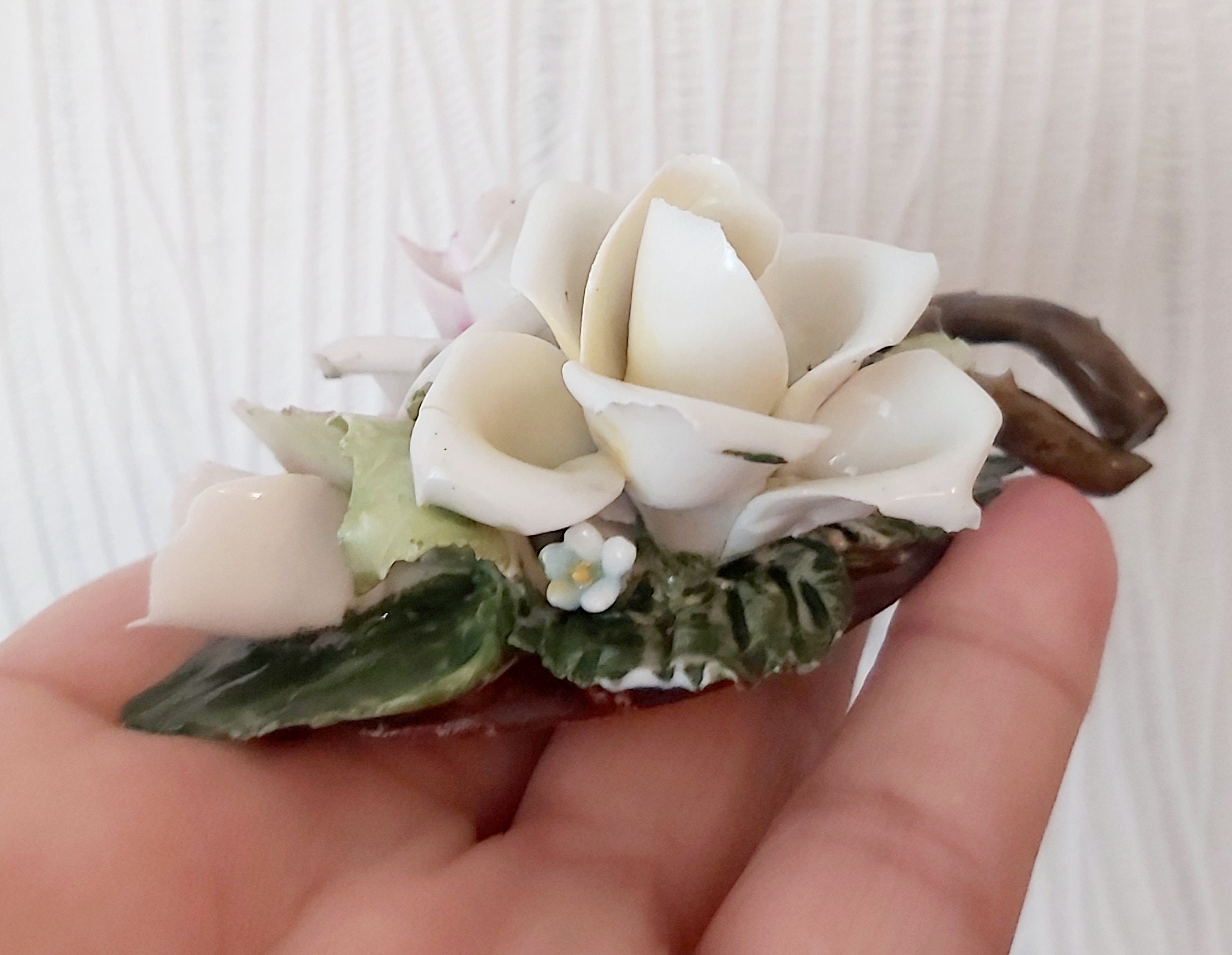 カポディモンテ イタリア磁器の花ピンクのバラ カポディモンテ