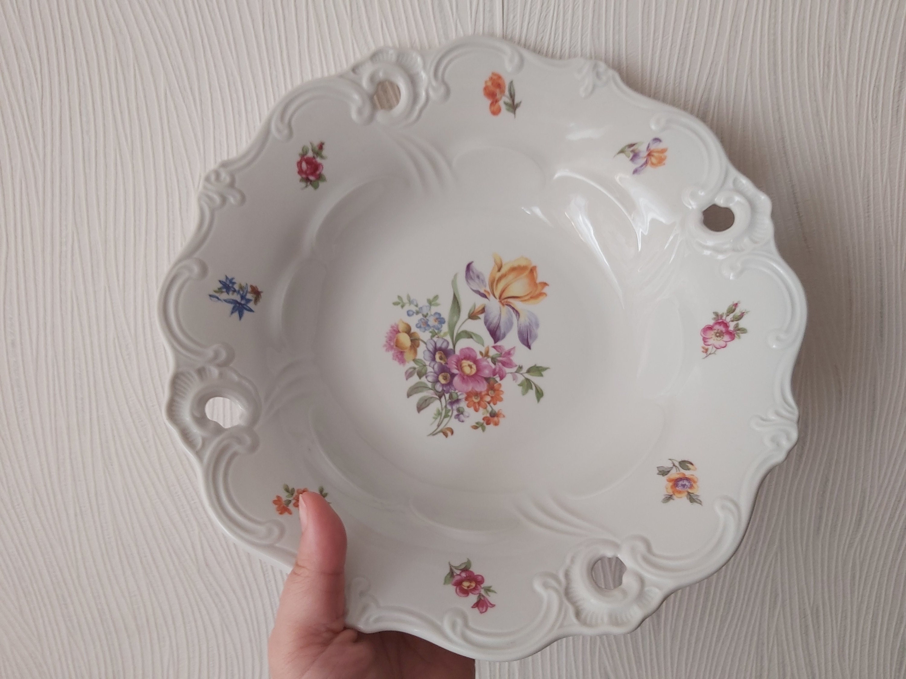 Weimar Porcelain アンティーク皿 Weimar Germany Porcelain Plate Antigue Vintage Plate Flower