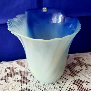 Mats Jonasson Sweden Lead Crystal Vase Cobalt Scandinavian Art Glass milk glass opal glass cobalt glass