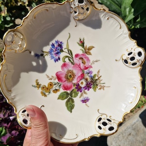 Plato Rosenthal Moliere rosa Flor de porcelana antigua Año 1940 Colección rara Rosenthal