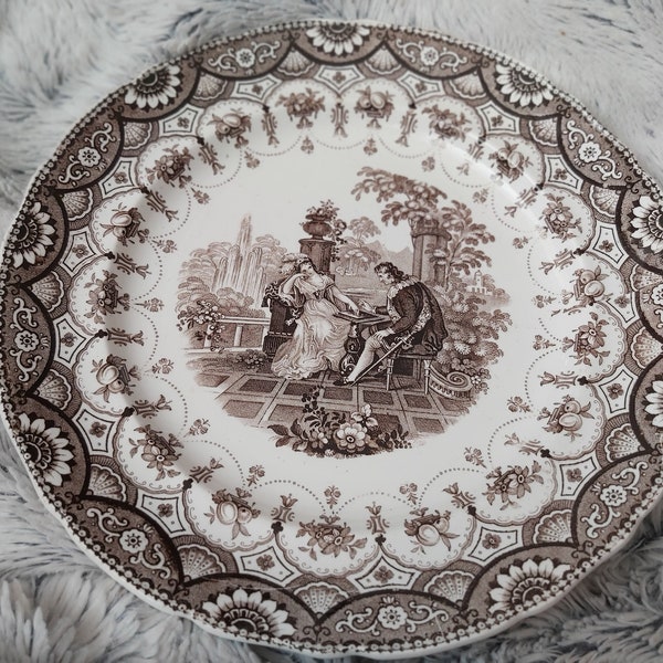 Assiette en porcelaine ancienne Goodwins & Harris Céramique Rare Galerie Byron Goodwins et Harris année 1830..."Mazeppa". 1 collection d'assiettes