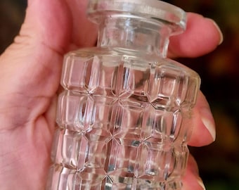 Vintage Kristall-Parfümflasche, antikes amerikanisches Pressglas, Sammlung antiker Flaschen