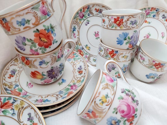 Carl Thieme Saxony cup Germany Porcelain Flower Dresden porcelain 1902 Germany gift antique vintage elite porcelain hand-painted