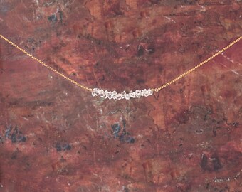 Herkimer Diamond Necklace/Herkimer Diamond Row Necklace/Herkimer Bar Necklace/April Birthstone/Valentines gift/Wife Gift