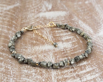 Pyrite Bracelet/Raw Pyrite Bracelet/Rough Pyrite bracelet/Fools Gold Bracelet/Pyrite Stone Bracelet