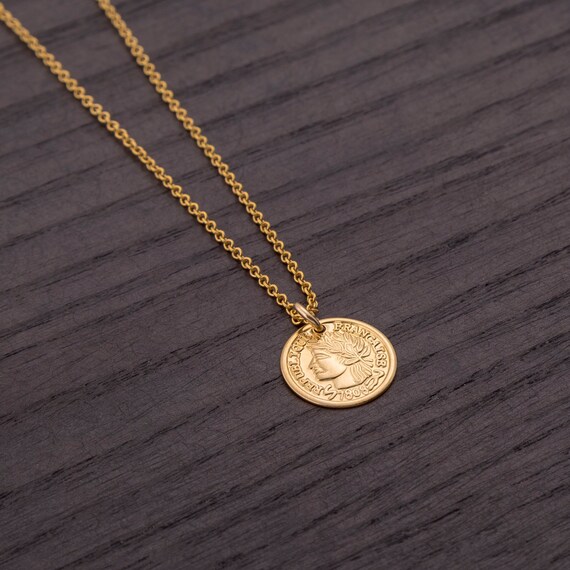 Gold coin necklace/Tiny coin necklace/Minimalist Etsy