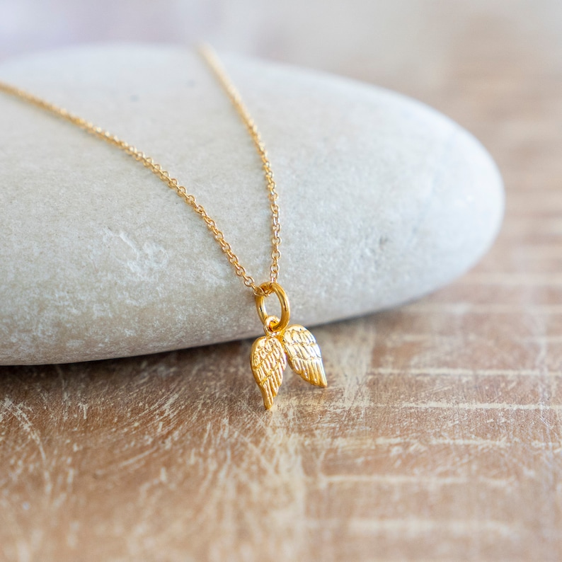 Gold Angel Wing Necklace/tiny Gold Angel Wing Necklace/angel Etsy