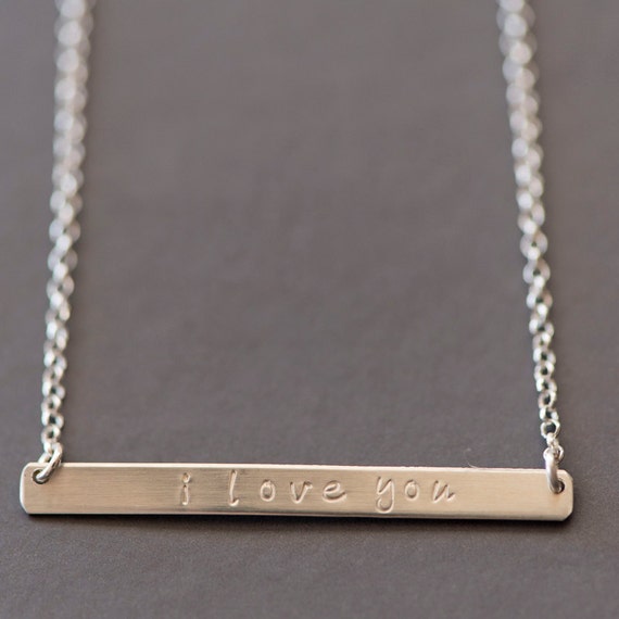 I Love You Necklace/gold/silver Bar 