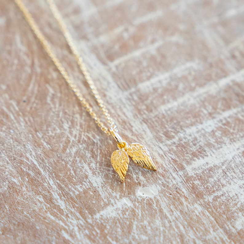 Gold Angel Wing Necklace/tiny Gold Angel Wing Necklace/angel Etsy
