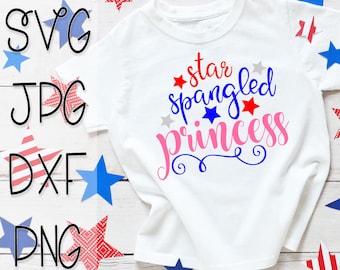 4th of July svg, Star spangled princess, Princess svg design, July 4th svg, Independence day svg