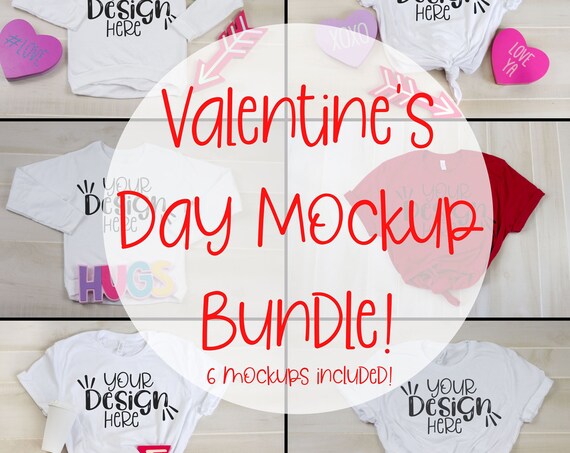 Valentines Day Mockup Bundle Bella Canvas SweaT-Shirt Mockup Flat