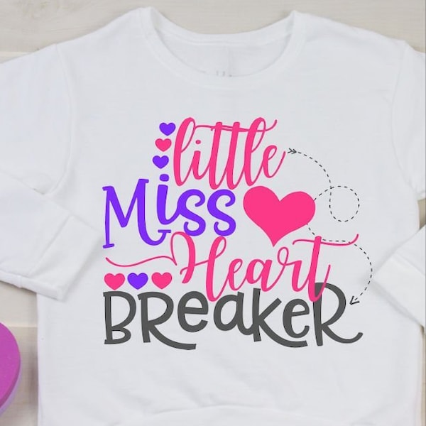 Little Miss Heart Breaker, SVG, Sofort Download Svg, Svg Plotterdatei, Valentinstag SVG