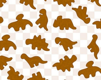 Dino Nugget Seamless Pattern, Fabric Pattern, Instant Download, Fun Seamless pattern, Sublimation Fabric, Digital Design