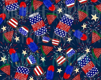 4th Of July Exclusive Seamless Pattern, Fabric Pattern, Instant Download, Fall Seamless pattern, Sublimation Fabric, Digital Design