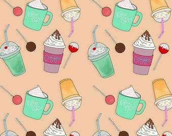 Cake Pops and Coffee Seamless Pattern, Fabric Pattern, Instant Download, Fun Seamless pattern, Sublimation Fabric, Digital Design