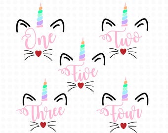 Caticorn Birthday SVG - Birthday Numbers svg - birthday number pack svg - caticorn - unicorn birthday - caticorn birthday - svg designs