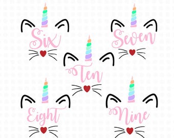 Caticorn Birthday SVG - Birthday Numbers svg - birthday number pack svg - caticorn - unicorn birthday - caticorn birthday - svg designs