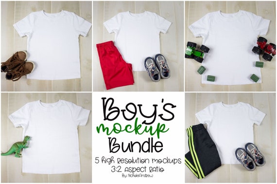 Blank Child White T Shirt Mockup Bundle Flat Lay Styled Stock Etsy