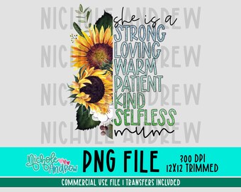 She Is A Mum - Mom Quote - Mother's Day - Sublimation - Printable - PNG - DTF - Instant Download - Printable Transfer