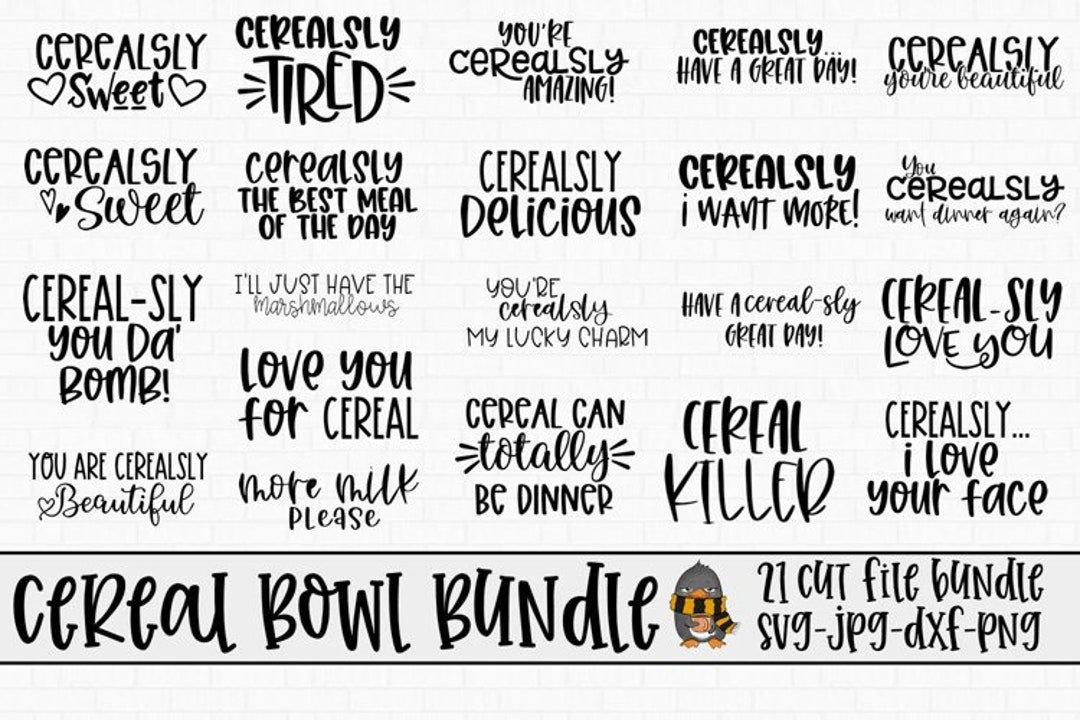 Cereal Bowl SVG Bundle, Cereal Bowl Puns SVG, Svg Cut Files Etsy