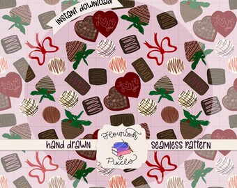 Digitaal papier voor Valentijnsdag, naadloos patroon, stoffenpatroon, Valentijnsdagpatroon