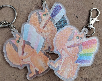 Pride Cat Charms! Rainbow, Ace, and Trans Flags Available