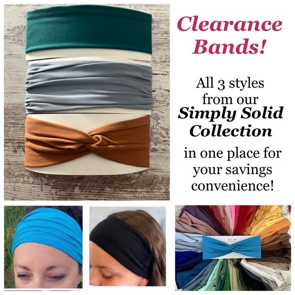 Clearance Discontinued stretchy headbands!  Soft and comfy headband, yoga headband, scrunch band, knotted band,sport headband!