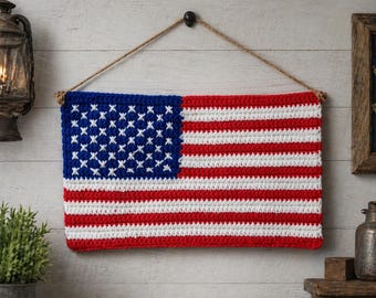 Patrón de ganchillo para réplica pequeña de la bandera de EE. UU. ~ SOLO PDF