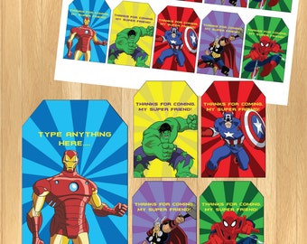 INSTANT DOWNLOAD - EDITABLE Avengers Thank You Tag