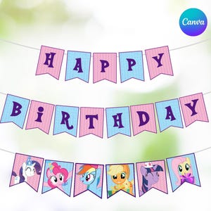 DIRECT DOWNLOADEN: BEWERKBARE My Little Pony-feestbanner