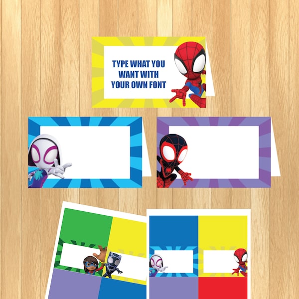 INSTANT DOWNLOAD - EDITABLE Spidey and His Amazing Friends Food Tent