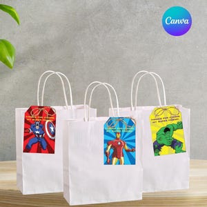 DOWNLOAD IMMEDIATO - Tag di ringraziamento Avengers MODIFICABILE