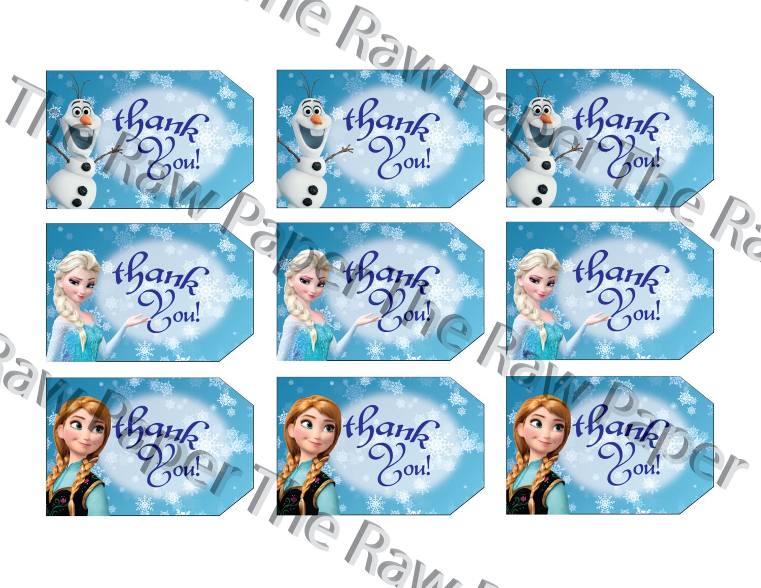 INSTANT DOWNLOAD Disney Frozen Thank You Tag | Etsy