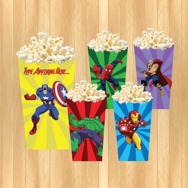 INSTANT DOWNLOAD - EDITABLE Avengers Popcorn/Treat Box