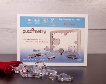 Puzzometry Puzzle – Clear Acrylic Brain Teaser, Difficult Puzzle